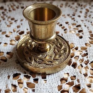 Vintage Celtic Design Small Brass Candlestick